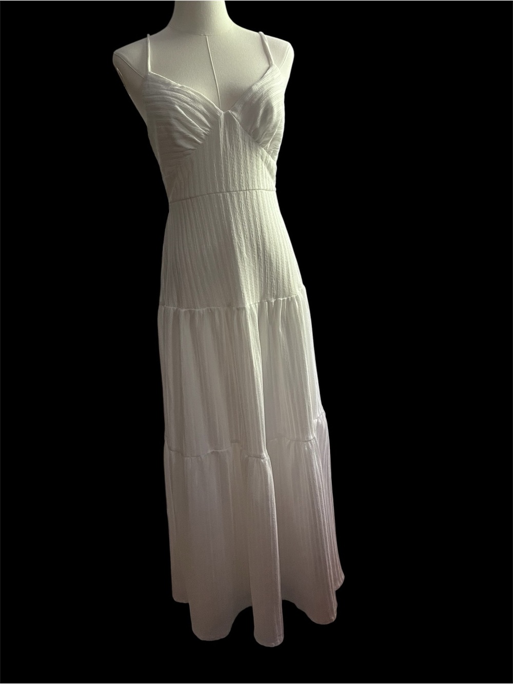 Hello Molly White V-Neck Tiered Maxi Dress